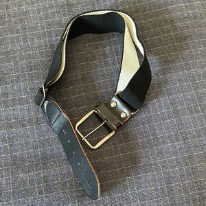 Kids Black baseball/softball Belt with black Leather Trim